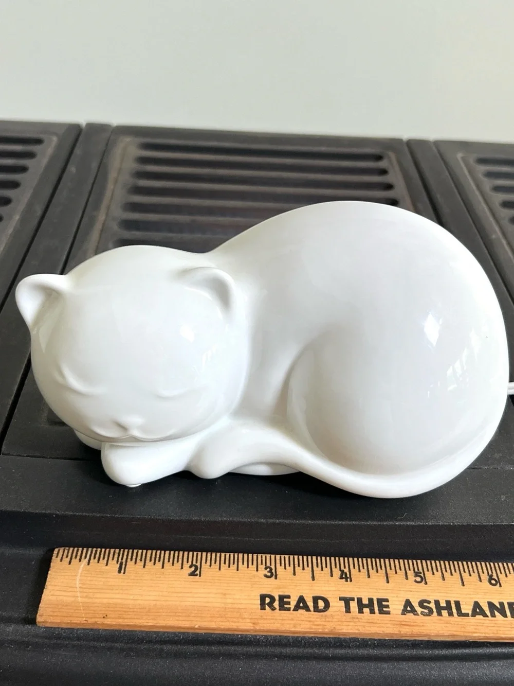 Sleeping Kitten or Cat Lamp Originally from Target White Ceramic Lamp Soft Light